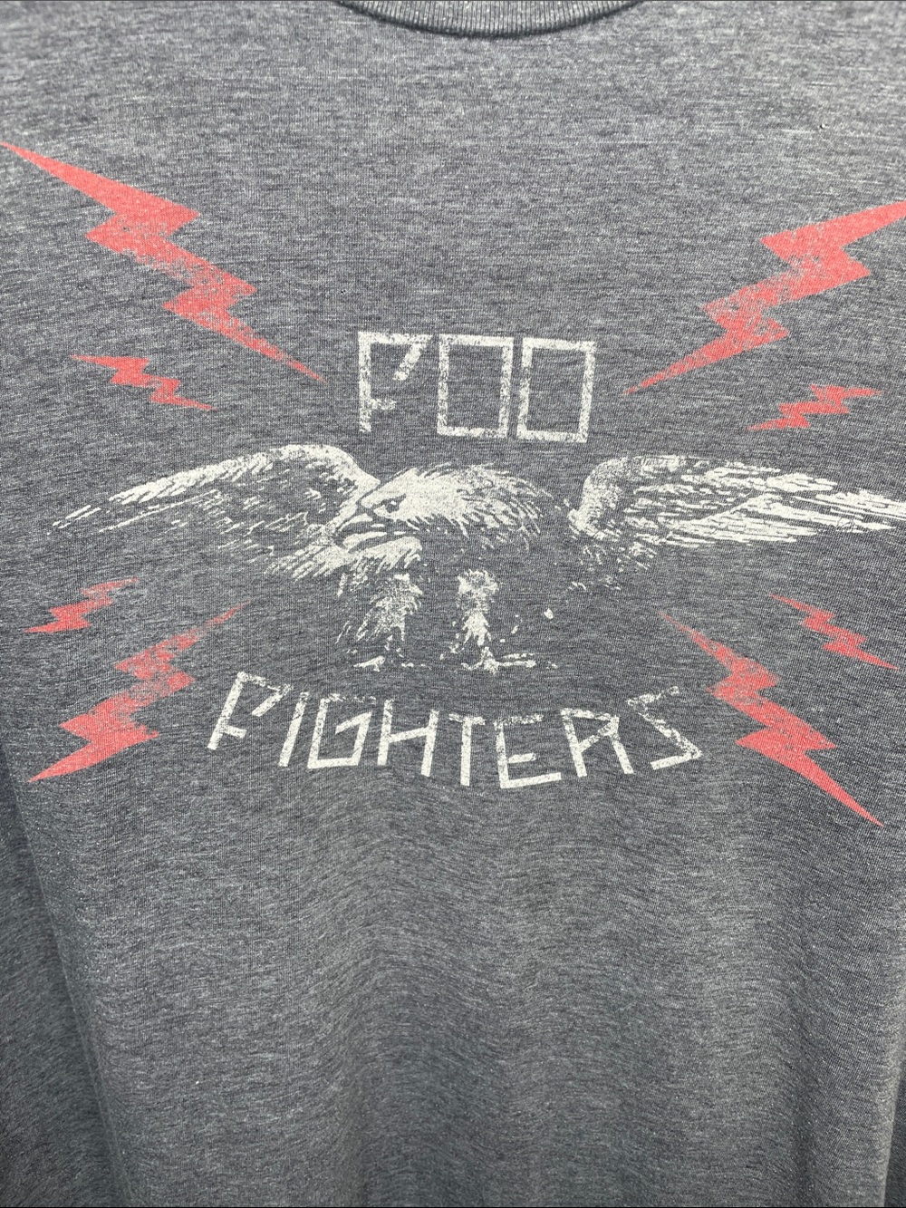 Foo Fighters Gray Graphic Band T-Shirt. Gray tee-  white and red graphics.